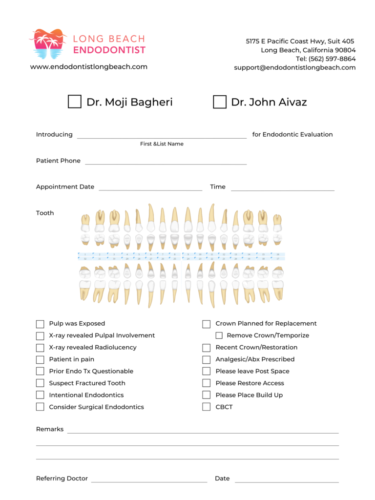 Referral Form - Endodontist Long Beach